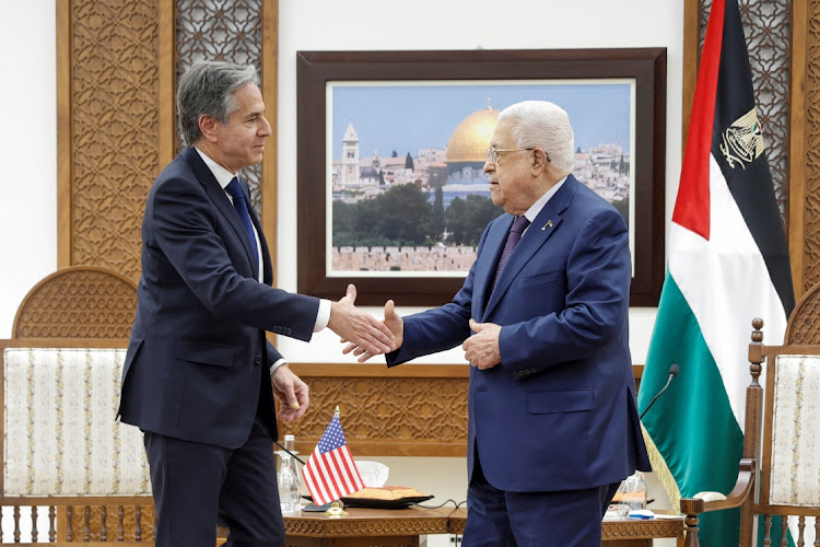 US secretary of state Antony Blinken meets Palestinian Authority president Mahmoud Abbas in Ramallah in the Israeli-occupied West Bank, November 5 2023. Picture; JONATHAN ERNST/REUTERS