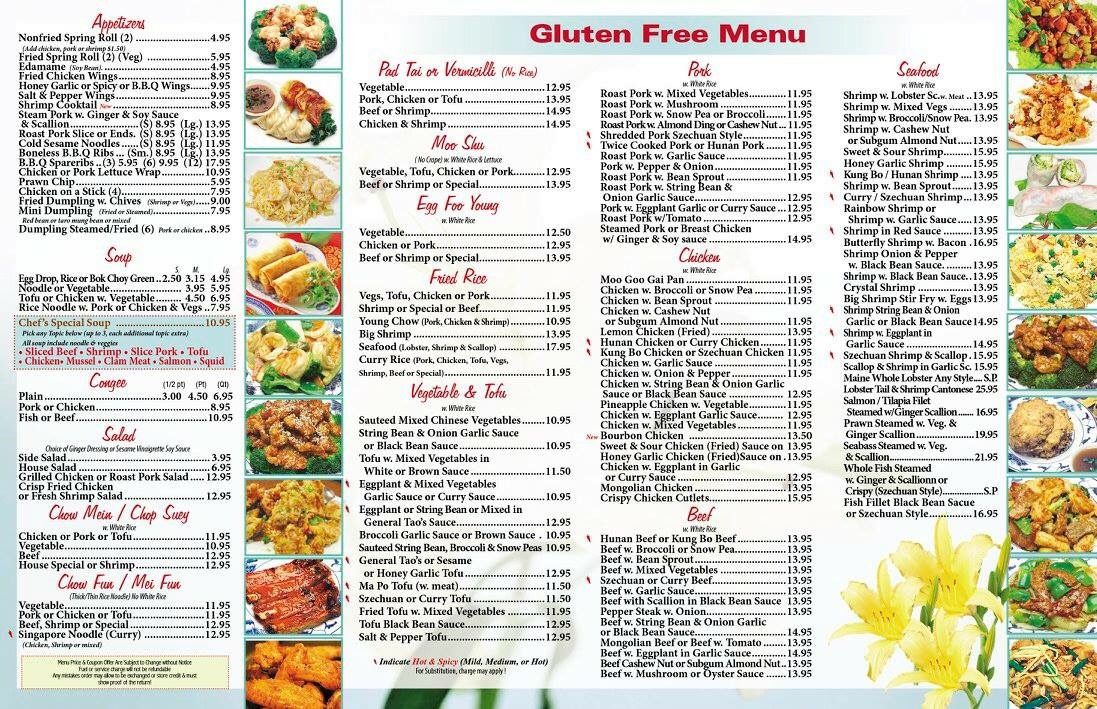 Lily Garden Chinese Restaurant gluten-free menu