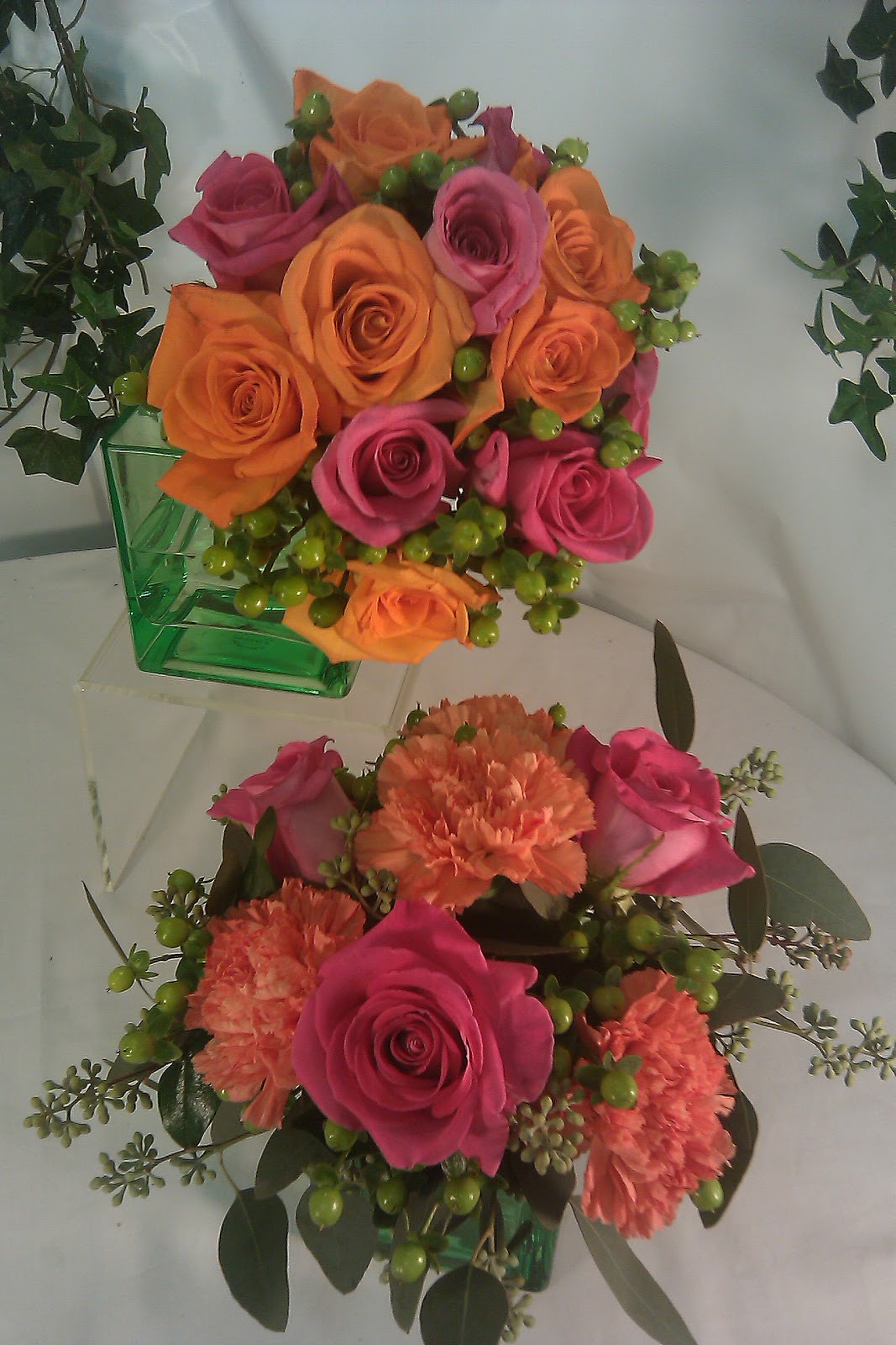 pink, orange and green bouquet