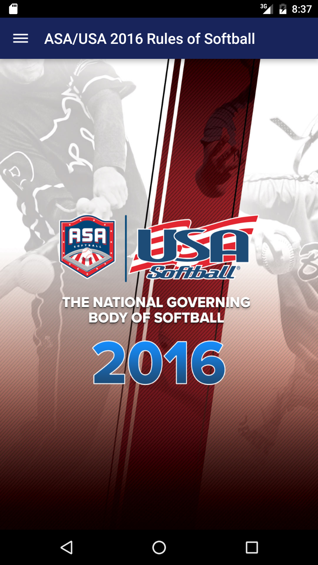 Android application ASA Official Rules of Softball screenshort