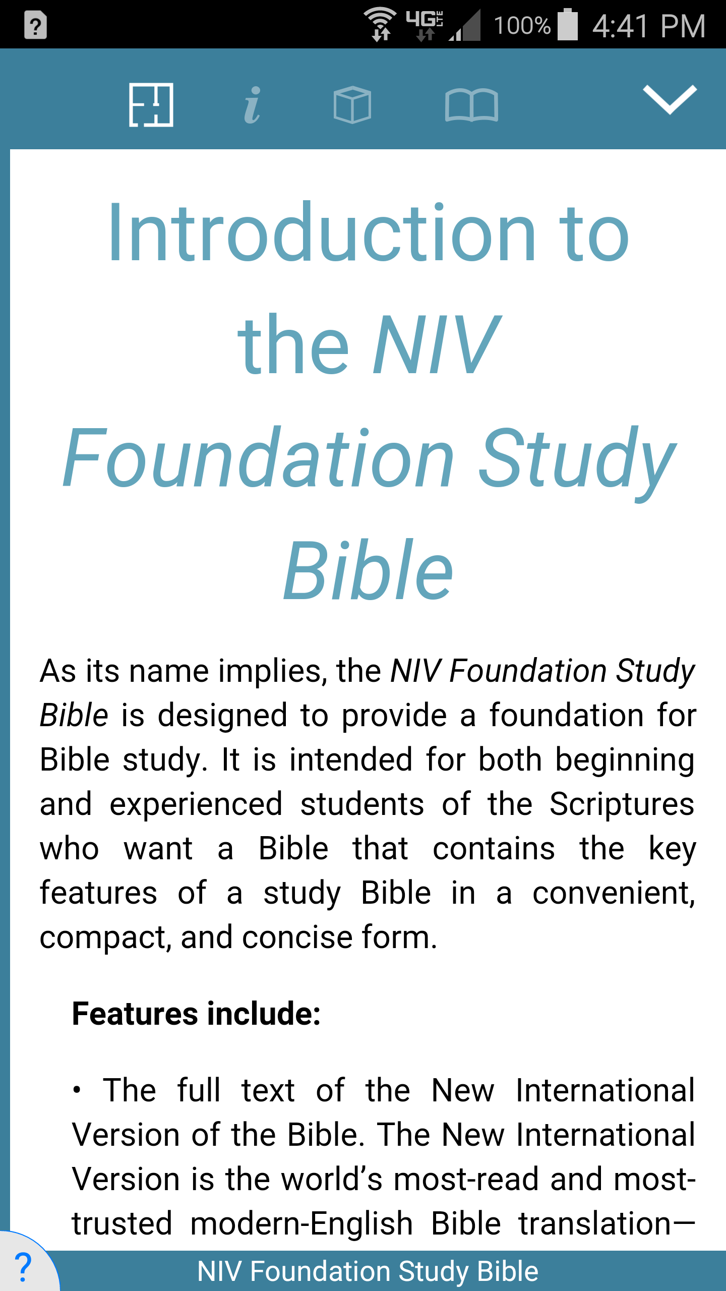 Android application NIV Foundation Study Bible screenshort