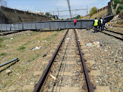 Two people were injured when this pedestrian bridge collapsed between Jeppe and George Goch stations.