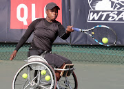 Kgothatso Montjane of South Africa in action in the semifinals of the womens singles during day 3 of the Wheelchair Tennis Joburg Open at the Arthur Ashe Tennis Centre on July 04, 2017 in Johannesburg, South Africa.