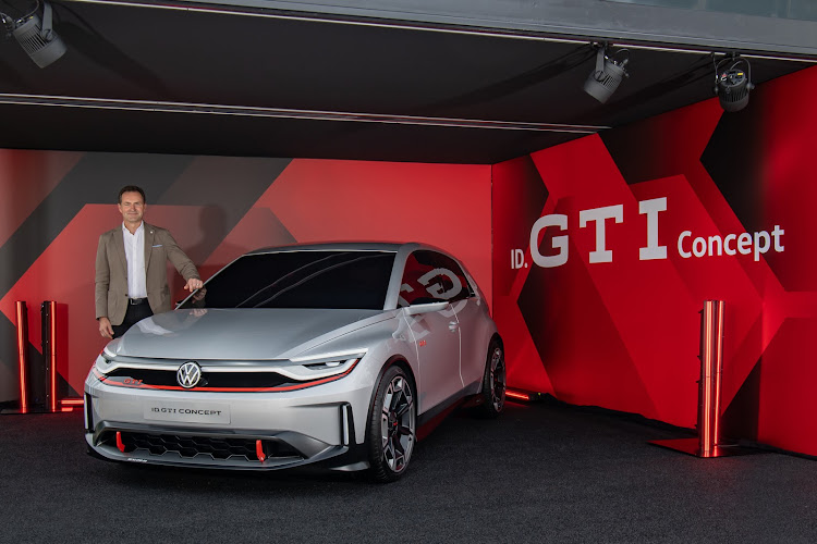 Thomas Schäfer, CEO of Volkswagen passenger cars, with the ID.GTI concept.