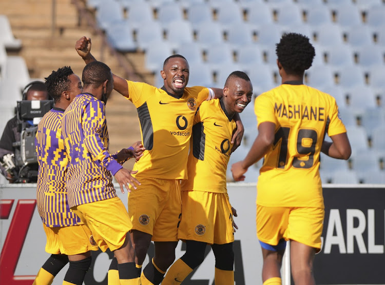 Khama Billiat of Kaizer Chiefs (right) celebrates a goal with teammates during the DStv Premiership 2021/22 football match between Swallows FC and Kaizer Chiefs at Dobsonville Stadium, Johannesburg, November 28 2021. Picture: GAVIN BARKER/BACKPAGEPIX