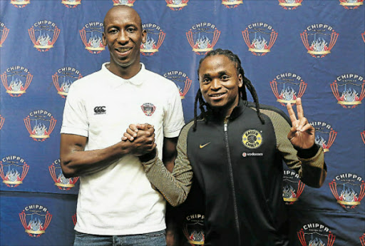 CALM BEFORE THE STORM: Chippa United's Mark Mayambela, left, and Kaizer Chiefs' vice-captain Siphiwe Tshabalala are confident their clash ast Sisa Dukashe Stadiu tomorrow afternoon will produce sparks Picture: MARK ANDREWS