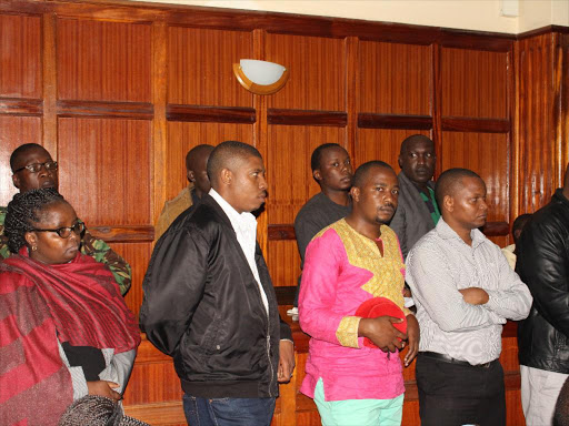 Some of the people charged with fraud at the Milimani law courts on Wednesday /COLLINS KWEYU
