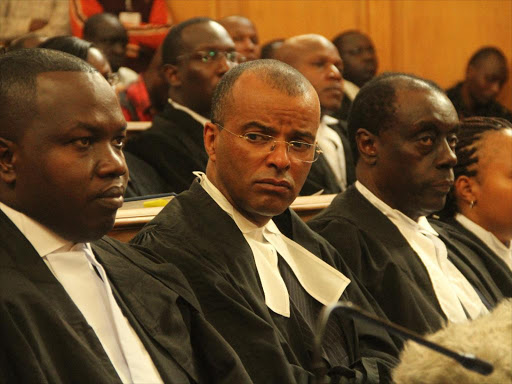 L:awyers Kurauka,Murgor and Muite at the Supreme court.Philip kamakya