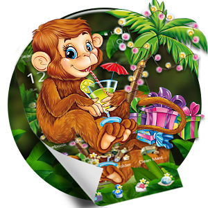 Download Cute Monkey Drinking Juice Theme For PC Windows and Mac
