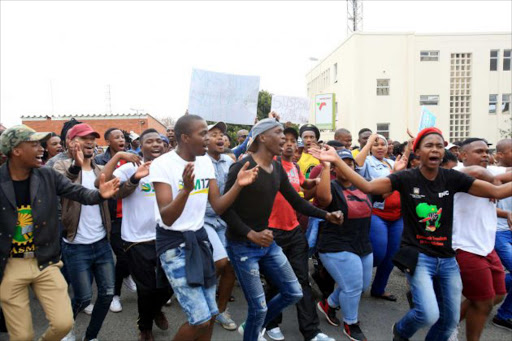 University of Fort Hare students are demonstrating outside their East London campus in a call for the removal of nursing department acting head Ntombana Rala Picture: SINO MAJANGAZA