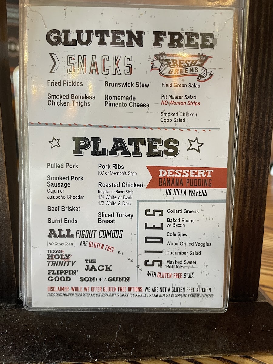 Smokejack BBQ gluten-free menu