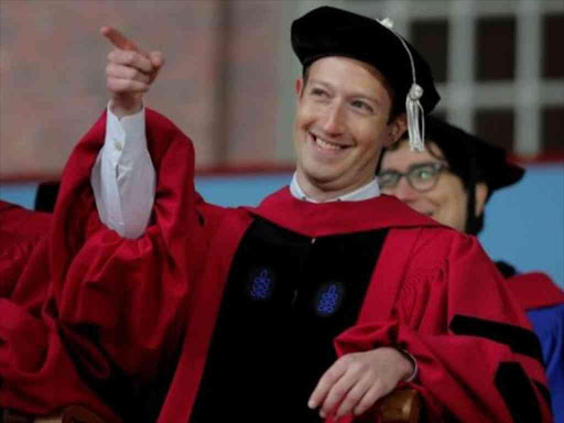Zuckerberg, seated beside actor James Earl Jones, received an honorary Doctor of Laws degree. AGENCIES