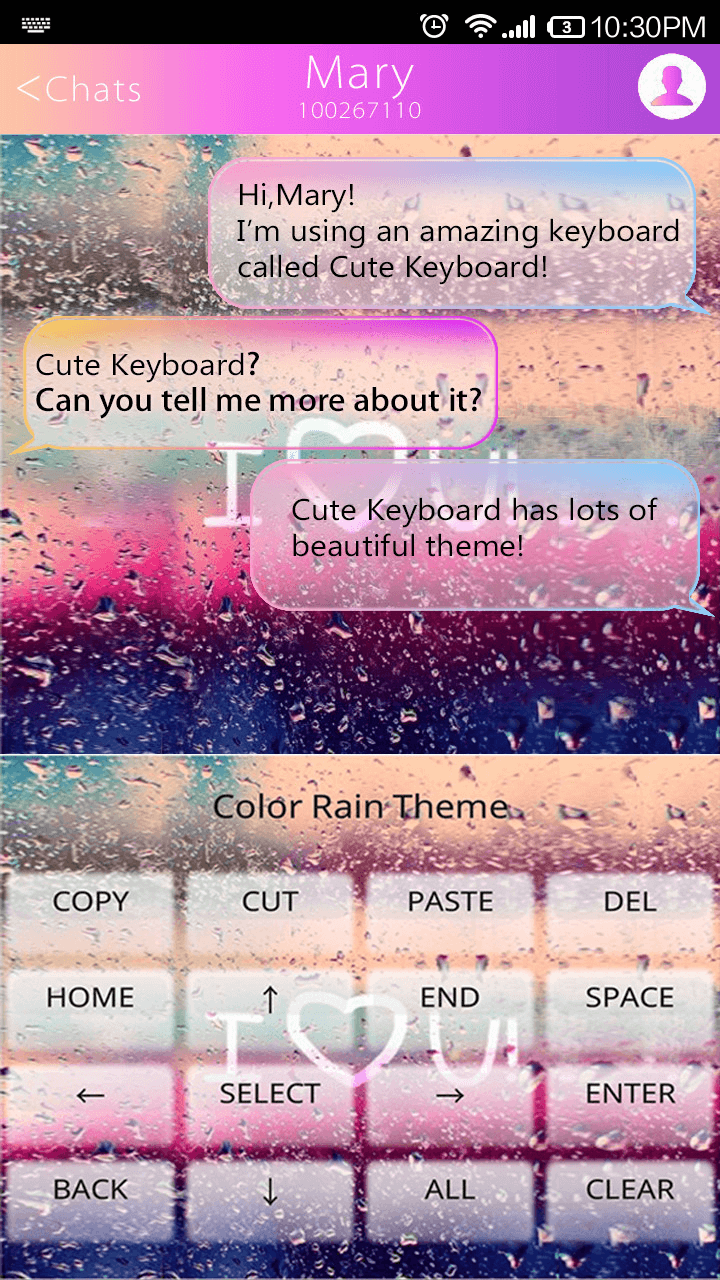 Android application Color Rain Emoji Keyboard Skin screenshort
