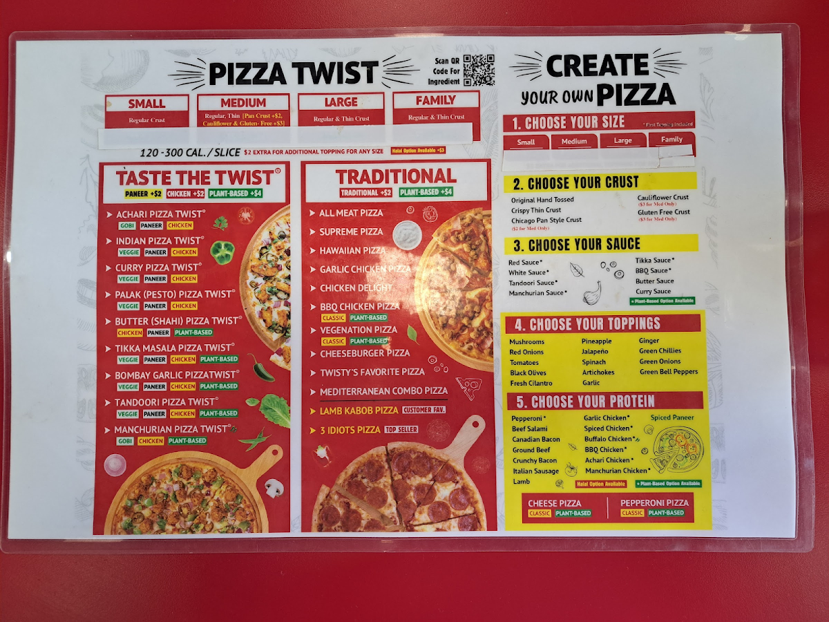 Their pizza menu