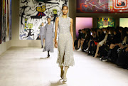 A model on the runway as part of Maria Grazia Chiuri's Haute Couture Spring-Summer 2022 collection show.