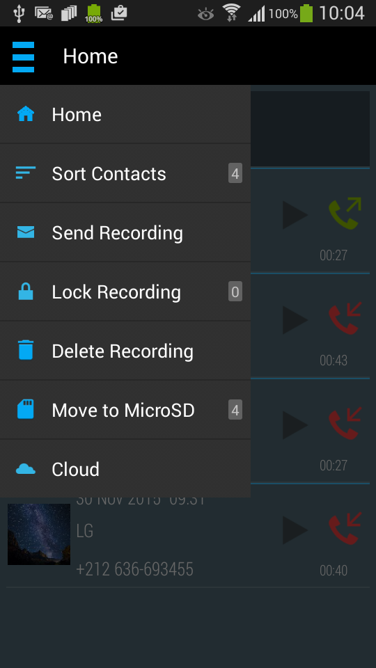 Android application Automatic Call Recorder Pro screenshort