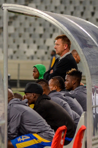 Cape Town City head coach Eric Tinkler looks on from the bench during the Absa Premiership match against Bidvest Wits at Cape Town Stadium on April 19, 2017 in Cape Town, South Africa.