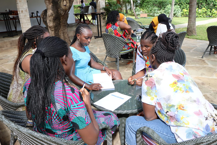 A group of young Anti-FGM activists learning skills on how to develop SMART projects during a recent training by TGG-ALM