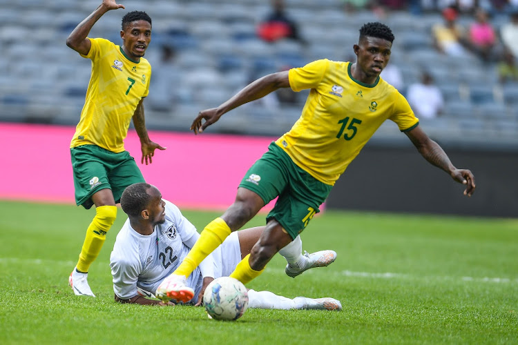 Monnapule Saleng (left) and Bathusi Aubaas, in action in the friendly against Namibia at Orlando Stadium on Saturday, were among the few Bafana Bafana players who were impressive in the 0-0 draw.