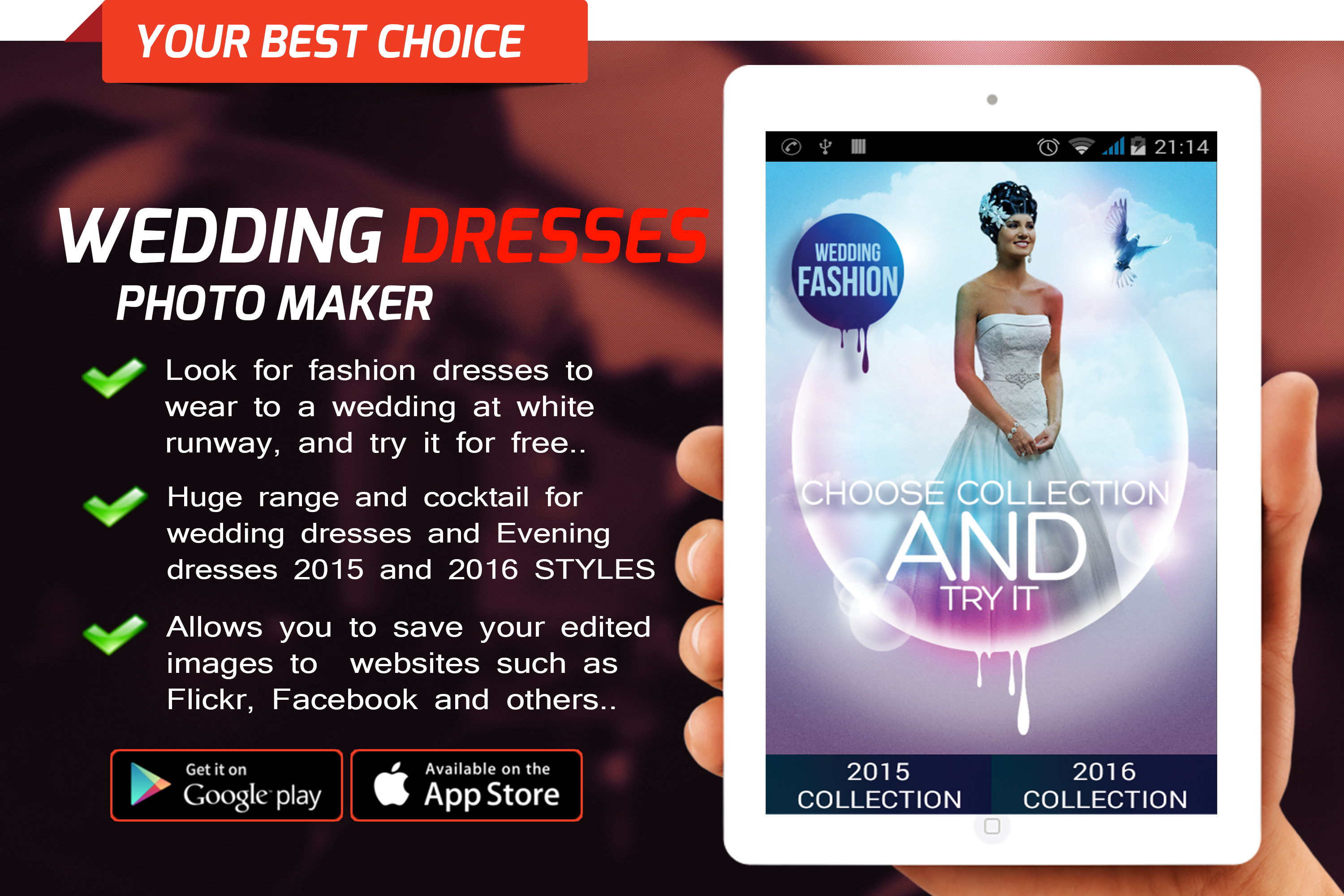 Android application Wedding Dress Photo Maker screenshort