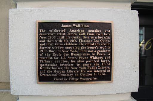 James Wall Finn   The celebrated American muralist and decorative artist James Wall Finn lived here from 1900 until his death, first as a boarder, and then with his wife, Florence Lee Quinn, and...