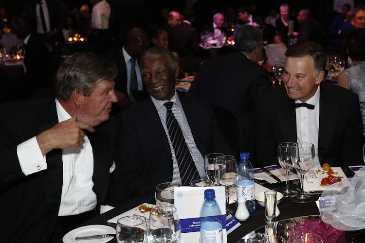 Johann Rupert, former president Thabo Mbeki and Times Media CEO Andrew Bonamour. Picture: TIMES MEDIA