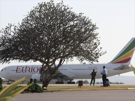 Ethiopian airline lands at Moi International airport Mombasa. /FILE