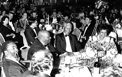 ANC stalwarts Thabo Mbeki, Roger Sishi and Nelson and Winnie Mandela attend a banquet at the Carlton Hotel in 1991