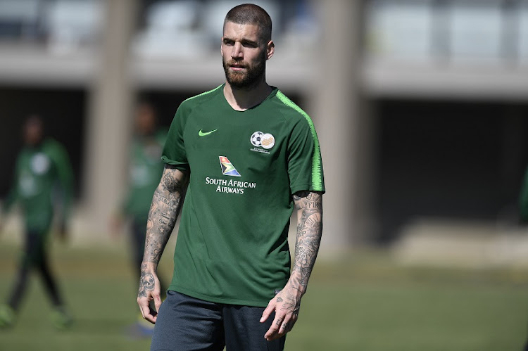 Lars Veldwijk (Netherlands, Sparta Rotterdam) with tattoos during the South African national men's soccer team training session at Steyn City School on June 05, 2019 in Johannesburg, South Africa.