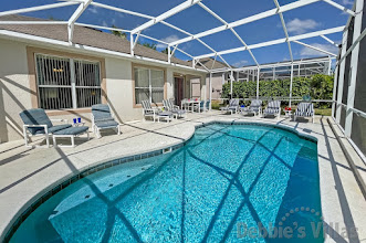 Sun-drenched pool deck at this Highlands Reserve vacation villa