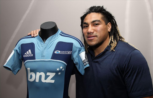 Ma'a Nonu poses with a Blues jersey at the New Zealand Rugby Union offices on July 1, 2011 in Wellington, New Zealand. Nonu has signed with New Zealand rugby and the Blues for the 2012 and 2013 seasons and will also take a playing sabbatical from New Zealand rugby at the end of the year