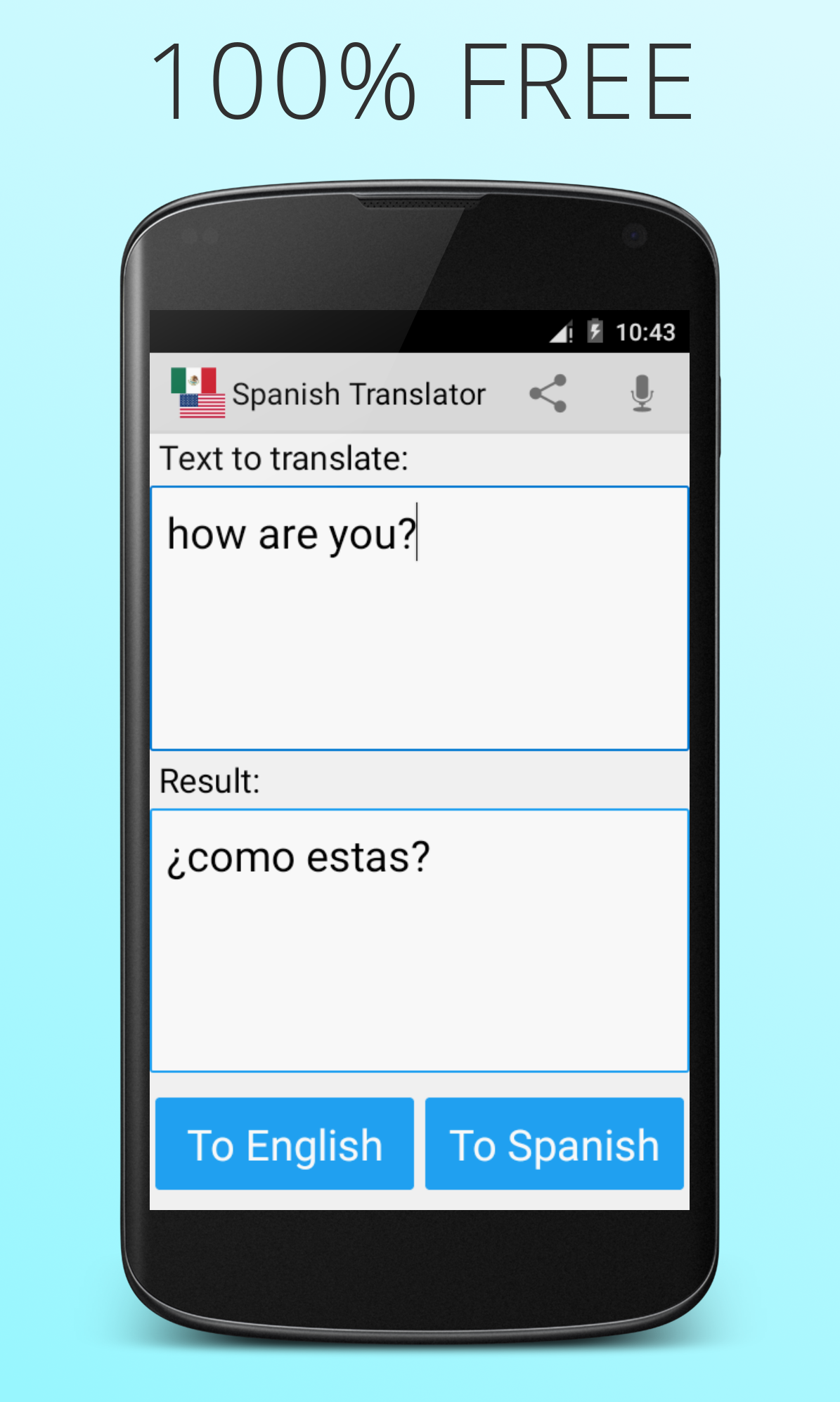 Android application Spanish English Translator screenshort