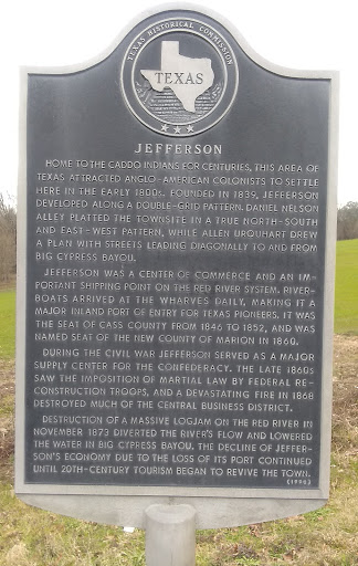 Home to the Caddo Indians for centuries, this area of Texas attracted Anglo-American colonists to settle here in the early 1800s. Founded in 1839, Jefferson developed along a double-grid pattern....