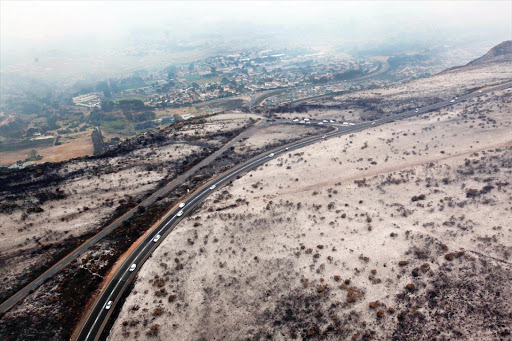 THE WASTELAND: The aftermath of the fire along Ou Kaapse Weg, the mountain pass between False Bay and the southern suburbs of Cape Town