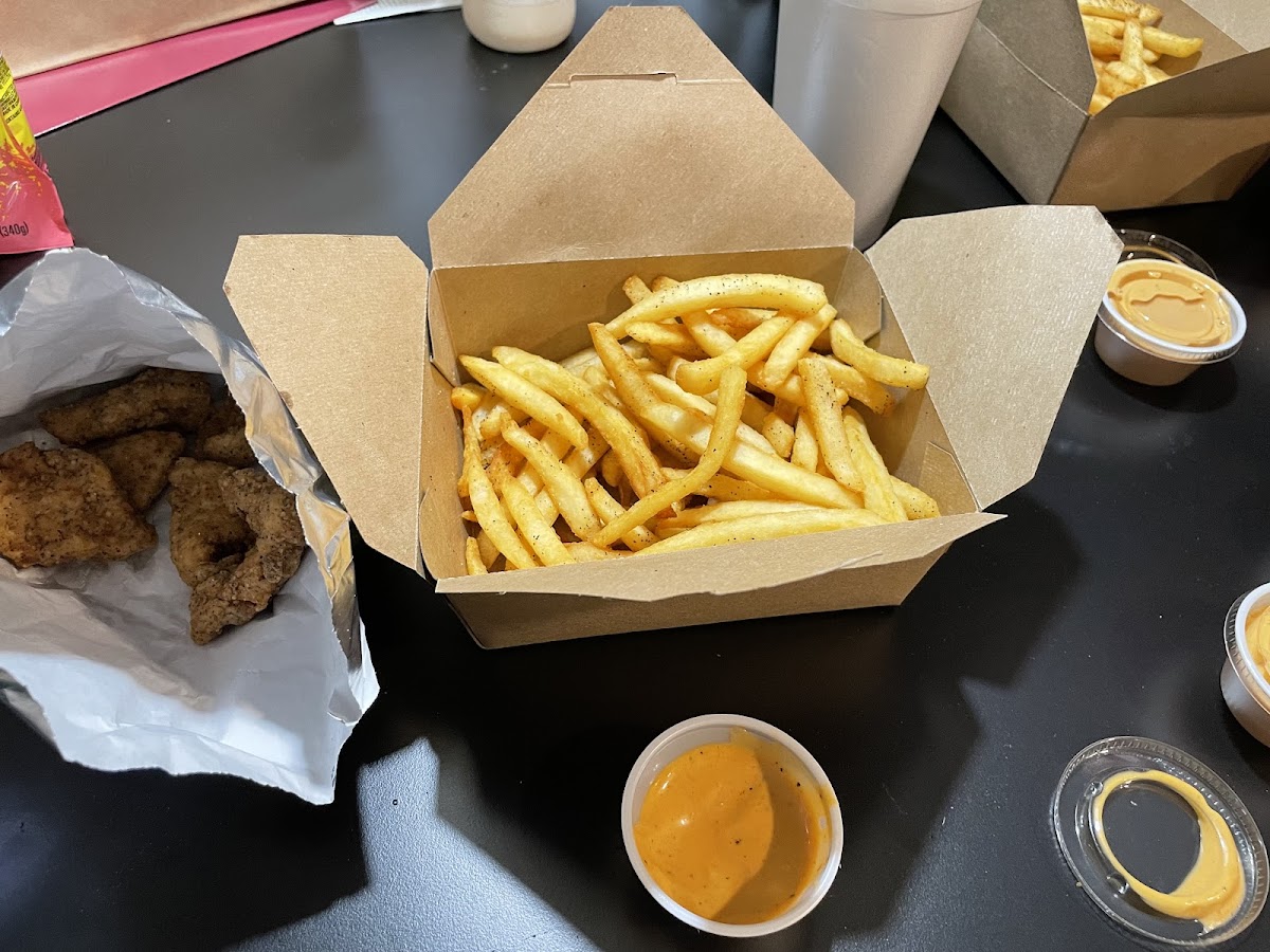 Fries and chicken nuggets