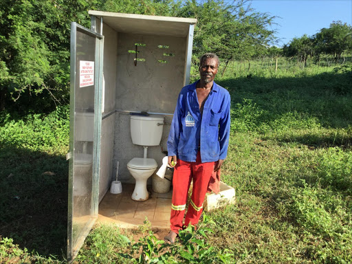 NKANDLA VILLAGER MANDLA ZUMA OUTSIDE HIS LALI LOO INSTALLED IN 2014 Pictures: Supplied