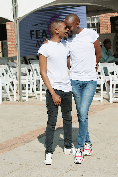 Moshe Ndiki and partner Phelo Bala are nominated for Cutest Couple of the Year at the Feather Awards