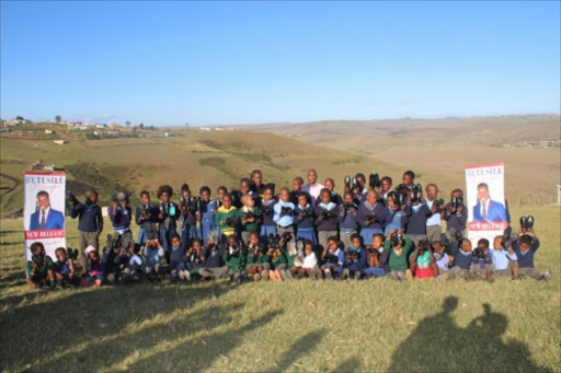 APRIL 20, 2017 Gospel musician Betusile Mcinga celebrated his birthday with pupils from Vukani and Mhlabunzima schools in Mthatha on Wednesday, where he gifted disadvantaged pupils with 70 pairs of schools shoes and boxes full of sanitary towels. PICTURE SUPPLIED