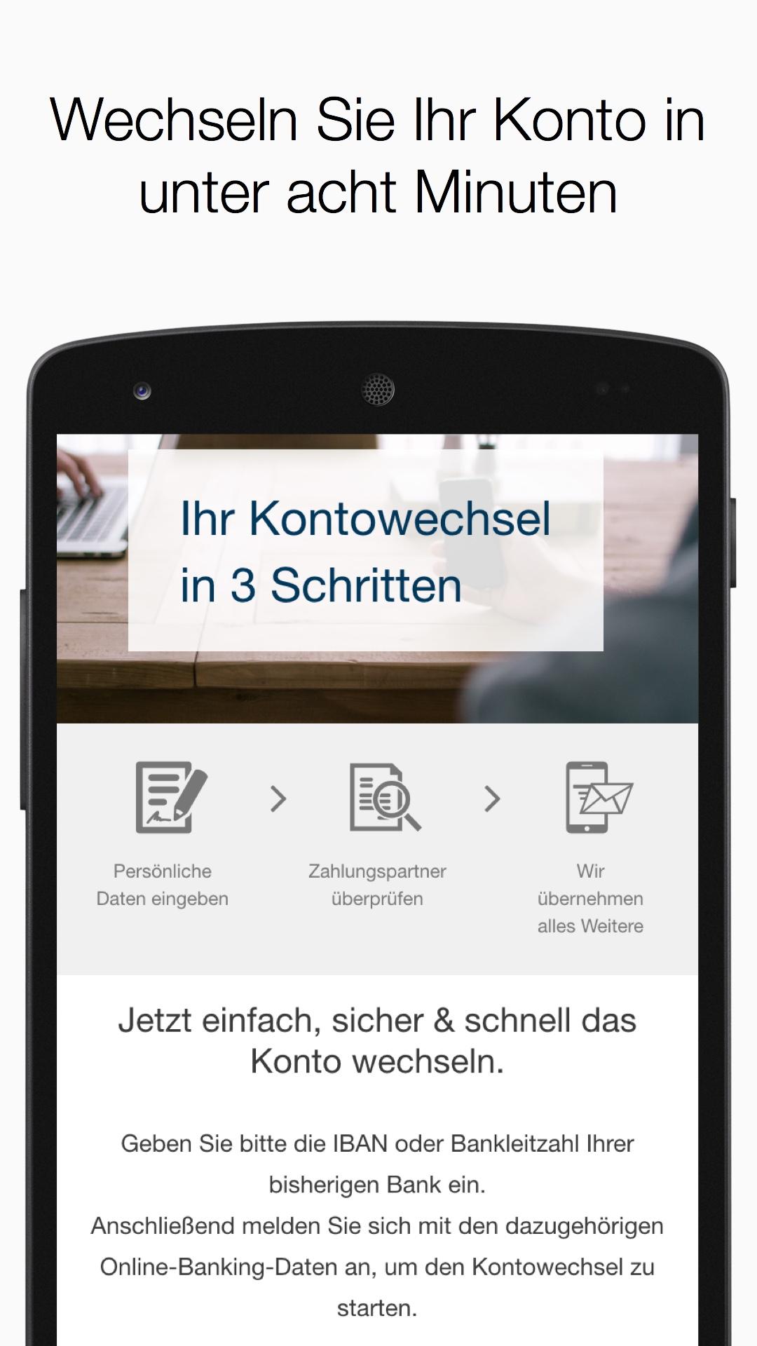 Android application Kontowechsel 2go screenshort