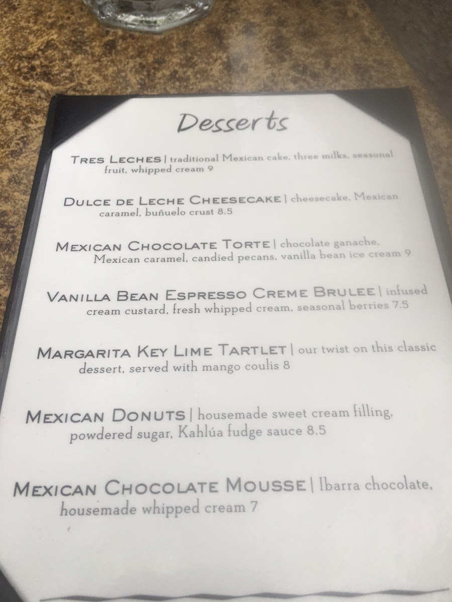 Dessert menu 2016