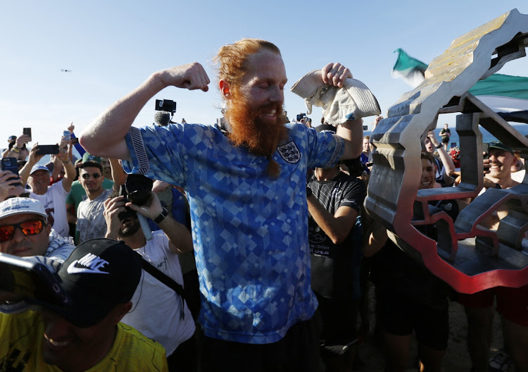Britain's Russ Cook arrives in Tunisia, April 7 2024. Picture: REUTERS/Zoubeir Souissi