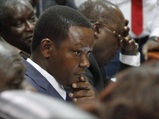 Machakos Governor Alfred Mutua appears before the Senate's Legal Affairs Committee over differences with Deputy Governor Bernard Kiala, November 2015. Photo/MONICAH MWANGI