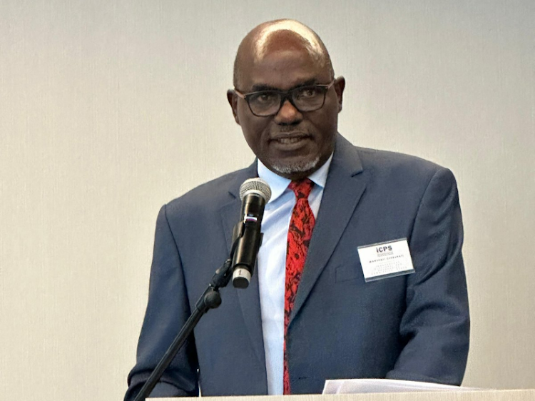 Former IEBC chairman Wafula Chebukati delivers his keynote presentation during the 19th International Electoral Affairs Symposium and Awards ceremony in Lisbon, Portugal on November 14, 2023.