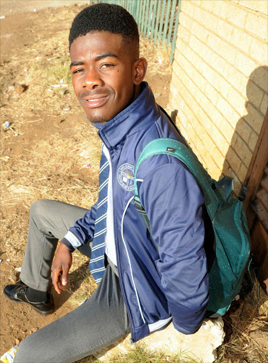 New artist Sakhile Hlatshwayo at Lavela Secondary School in Soweto. Photo: Veli Nhlapo/Sowetan