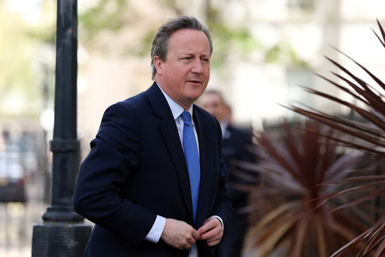 British foreign secretary David Cameron arrives to meet Swedish foreign minister Tobias Billstrom at Carlton Gardens in London, Britain, on April 15 2024.