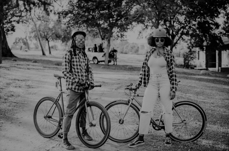 Bandile Thyane and Nomathamsanqe Mathembisa, members of the Biking Bandits.