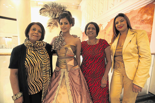 POISED: Shirley Naidoo, third from left, will be official hair stylist at the Miss India Worldwide pageant. She is flanked by Priscilla Bhika, Miss India SA Sheina Gokool and stylist Samantha Chengedoo Picture: THULI DLAMINI