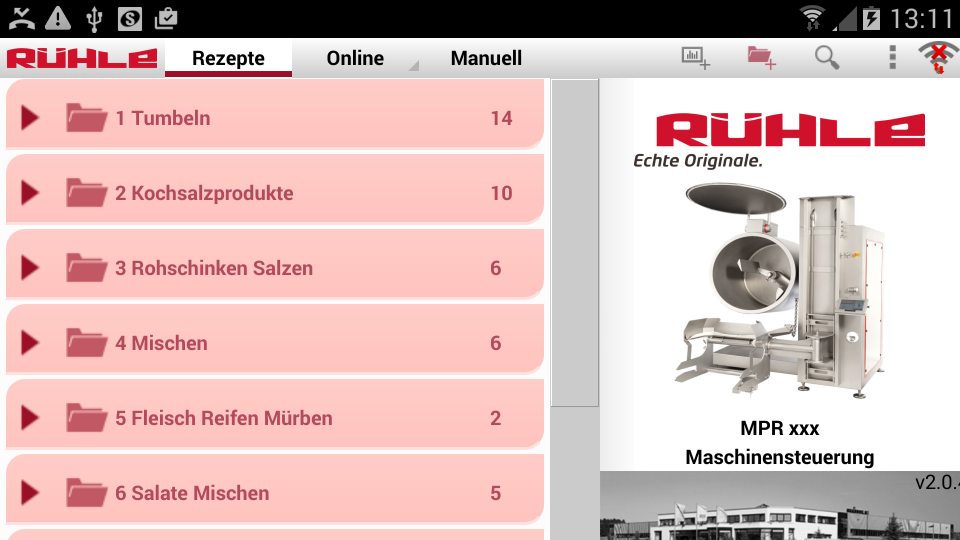 Android application Rühle MPR Application screenshort