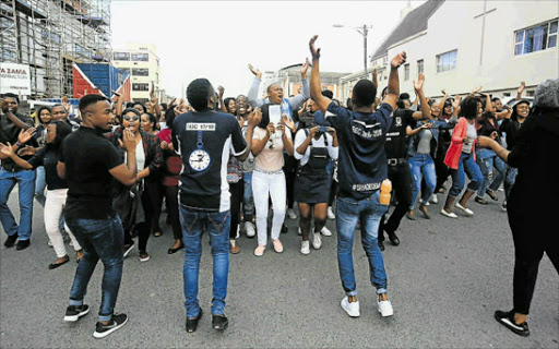 NO END IN SIGHT: Protest by nursing students from the University of Fort Hare in East London enters its third week. Picture: SINO MAJANGAZA