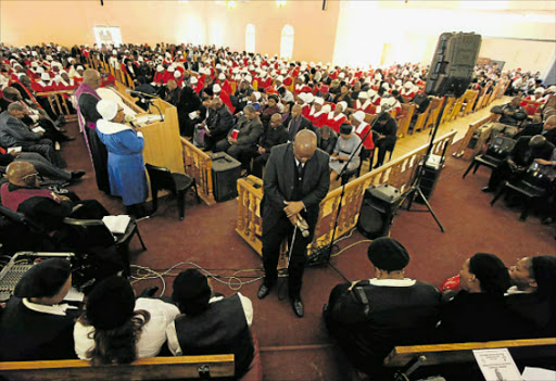 RESPECTS: Hundreds of members of the Methodist Church of Southern Africa converged in Mthatha yesterday for a memorial services of their slain district head, Bishop Thembinkosi Fandaleki Picture: LULAMILE FENI